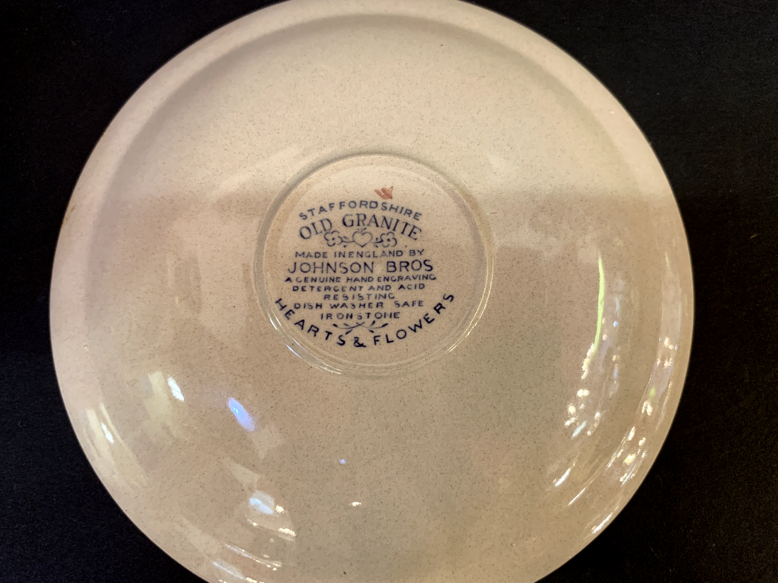 Johnson Bros Staffordshire Old Granite Hearts & Flowers Cup and Saucer
