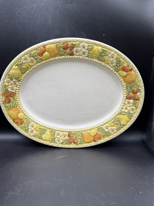 Vintage Della Robbia By Metlox Poppytrail Vernon Ware 11" Oval Serving platter