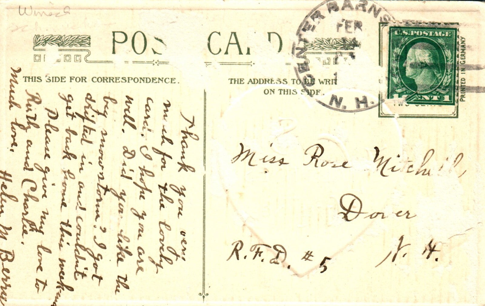 John Winsch St. Valentine's Greeting Woman Black & White Valentine Postcard