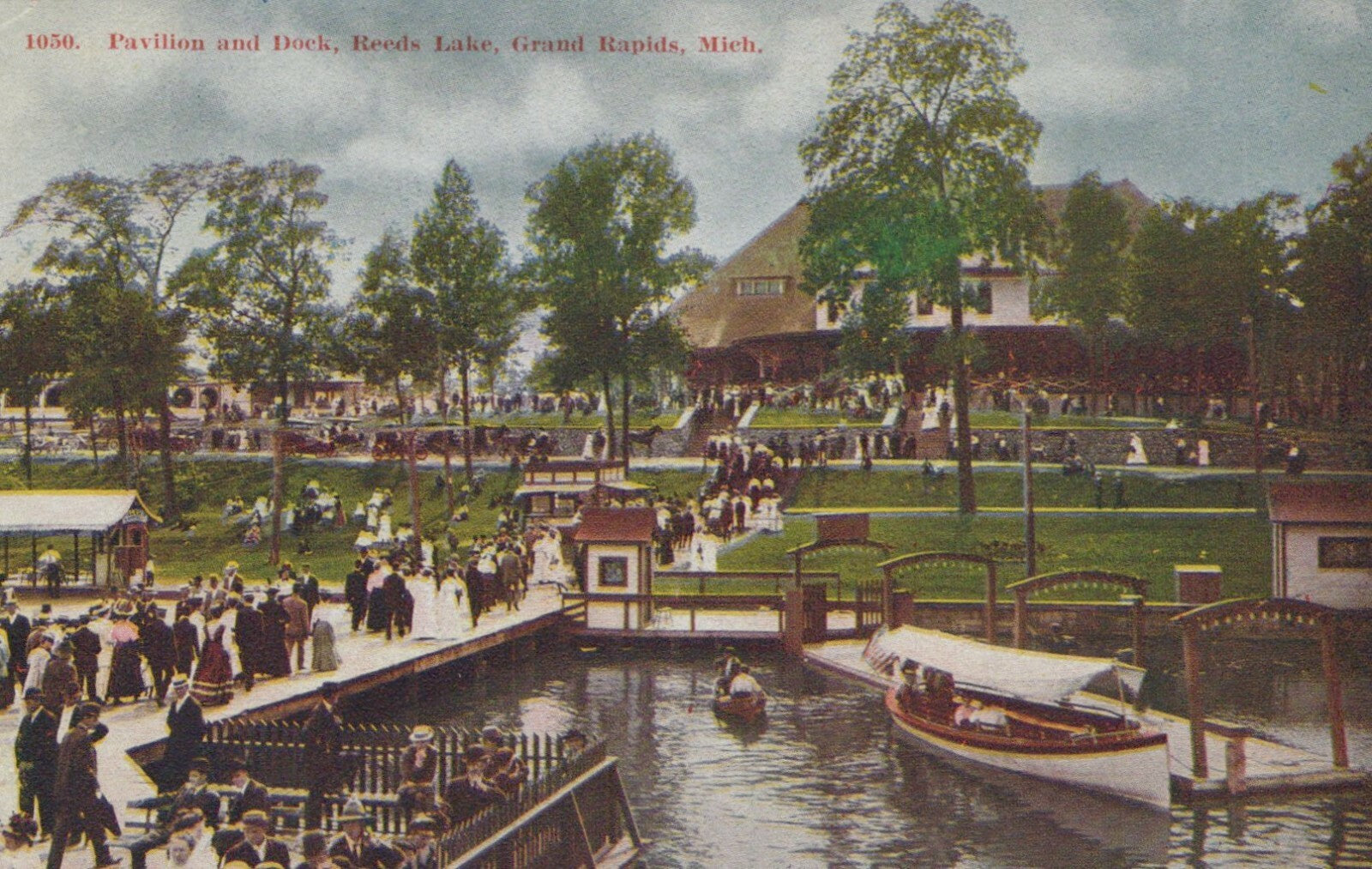 1050 Pavilion and Dock Reeds Lake Grand Rapids Michigan MI Mich Postcard