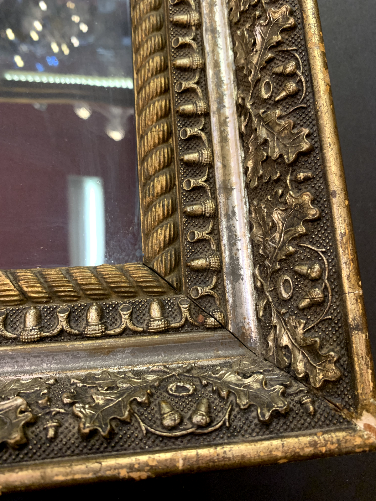 Antique Oak Wood  Oak Leaf Acorn Design 27 X 23 Civil War Era Frame