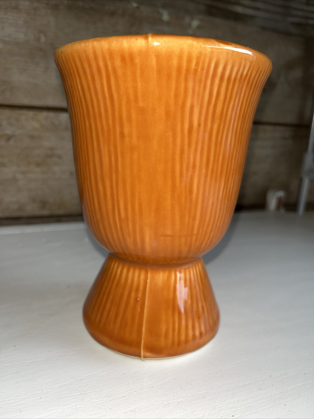 Roseville, OH - RRP CO 6” Vase - Orange with Fluted Sides