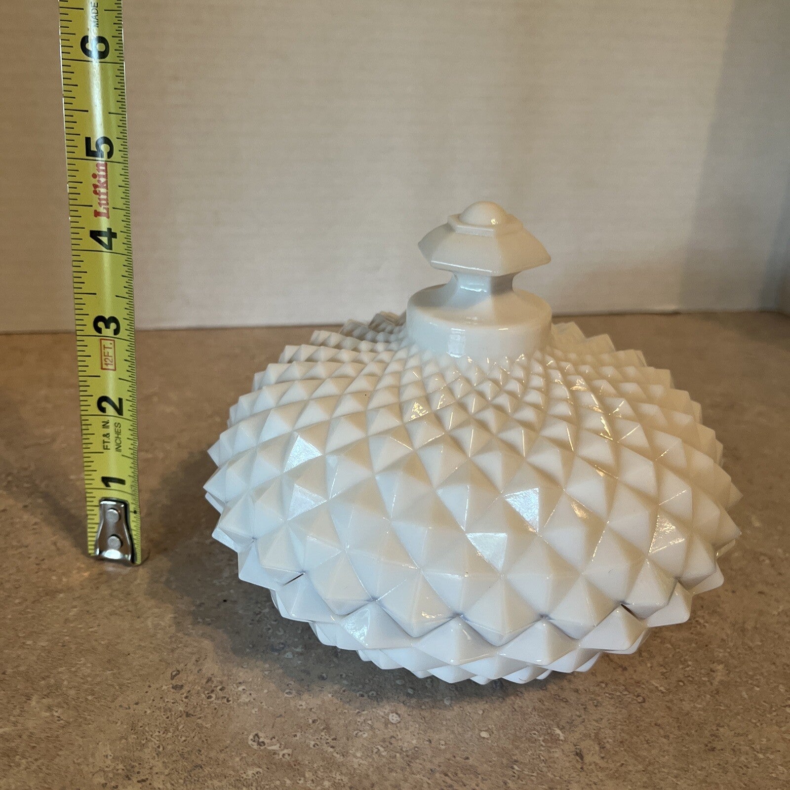 Vintage Westmoreland Milk Glass Sawtooth Diamond Point Lidded Candy Dish 5 1/2"