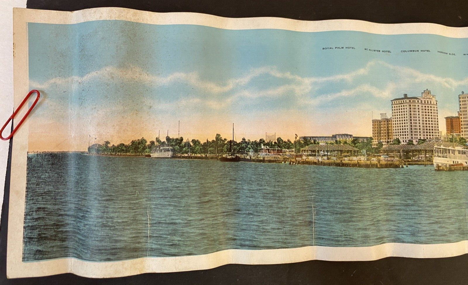 RARE GIANT Panoramic View Waterfront Miami  Florida FL Panoramic Postcard