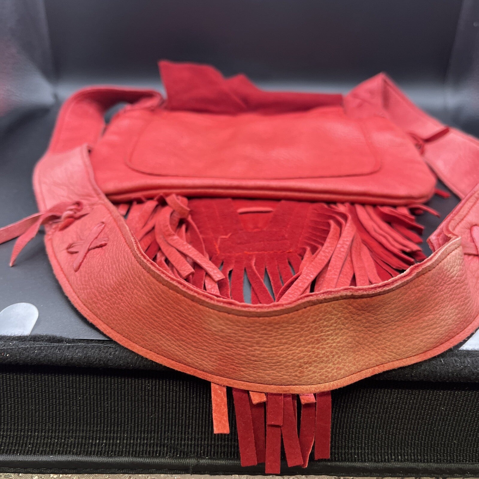Vintage fringed Women's stylish Cross Body bag Natural leather. Handmade