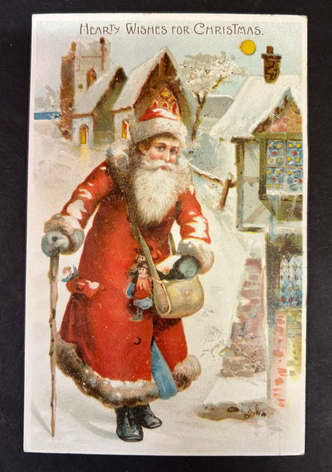EARLY Rare Hold To The Light Santa Claus vintage Christmas Postcard HTL