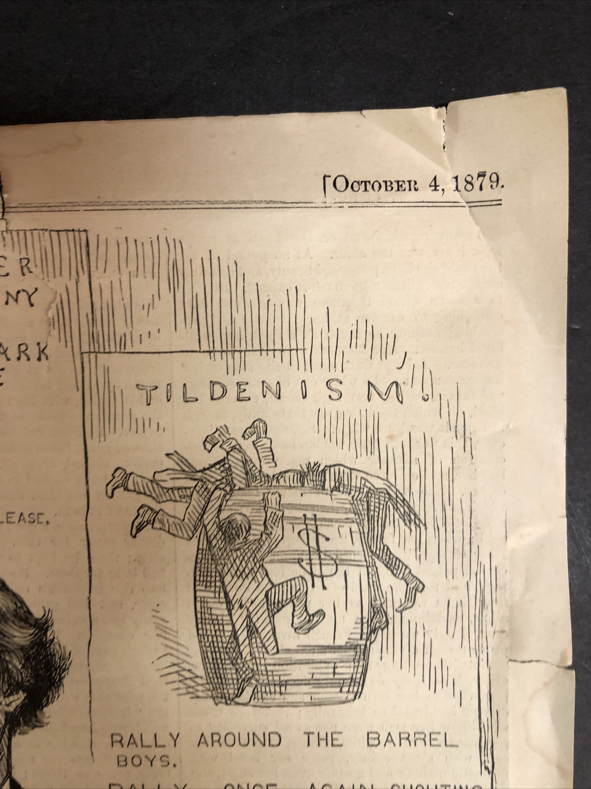 1879 Harpers Weekly - Nast - Hoffman resigns both Tilden and the Tammany Ring