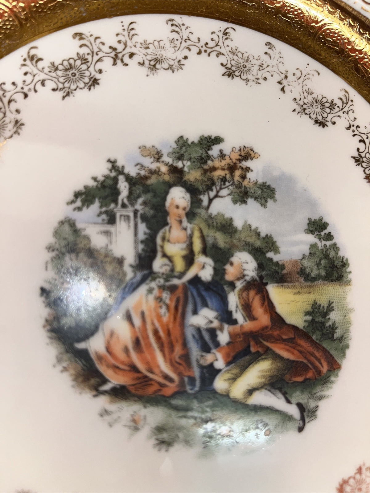 Royal China 22k gold Scenic Romantic Cabinet Plate