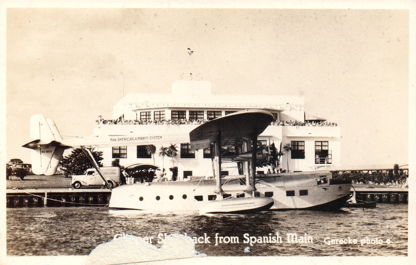 RPPC  Real Photo Pan American Clipper Ship Spanish Main Miami FL Florida