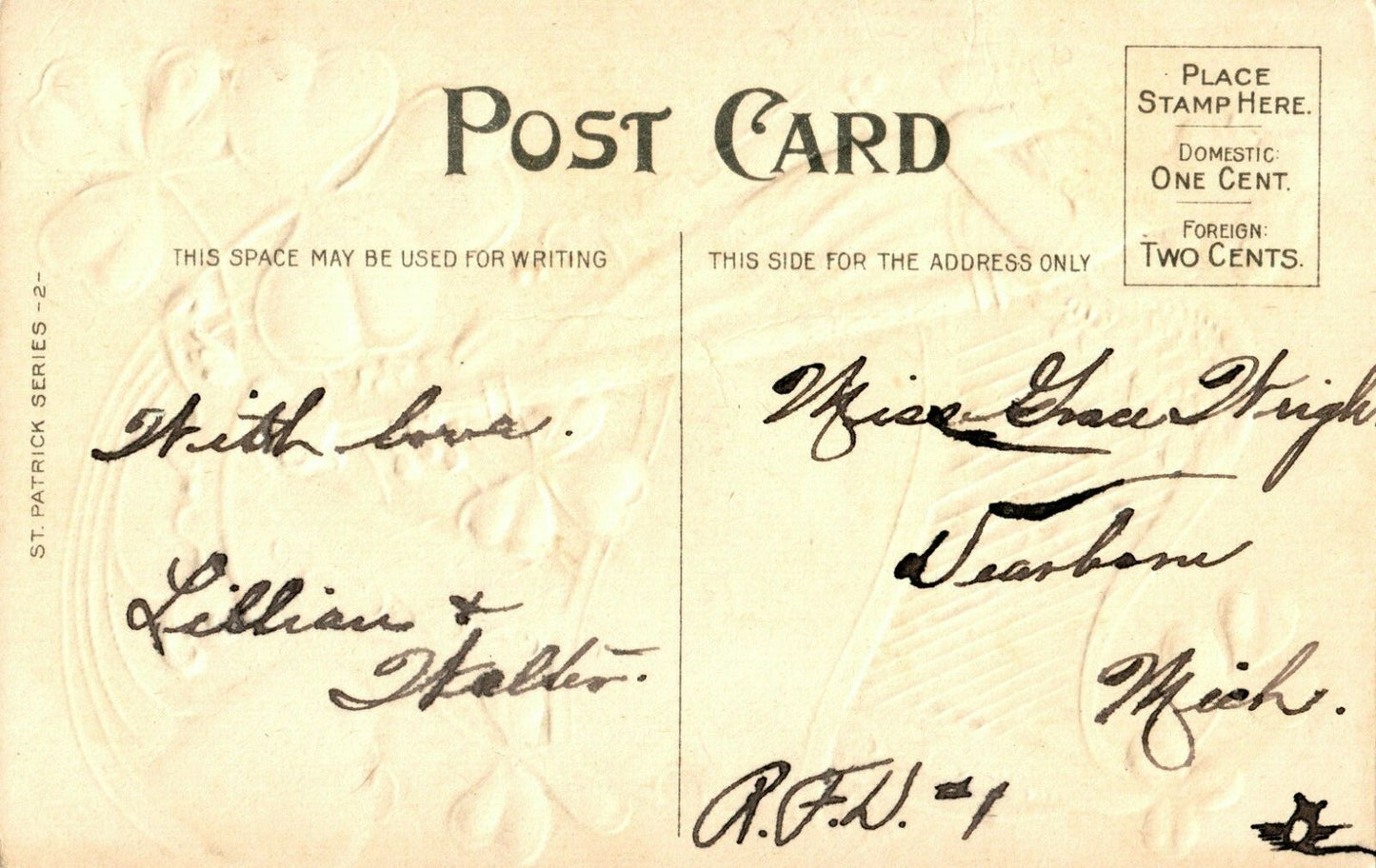 Dear Irish Memories St Patrick's Day Silver Harp Vintage Postcard Series 2