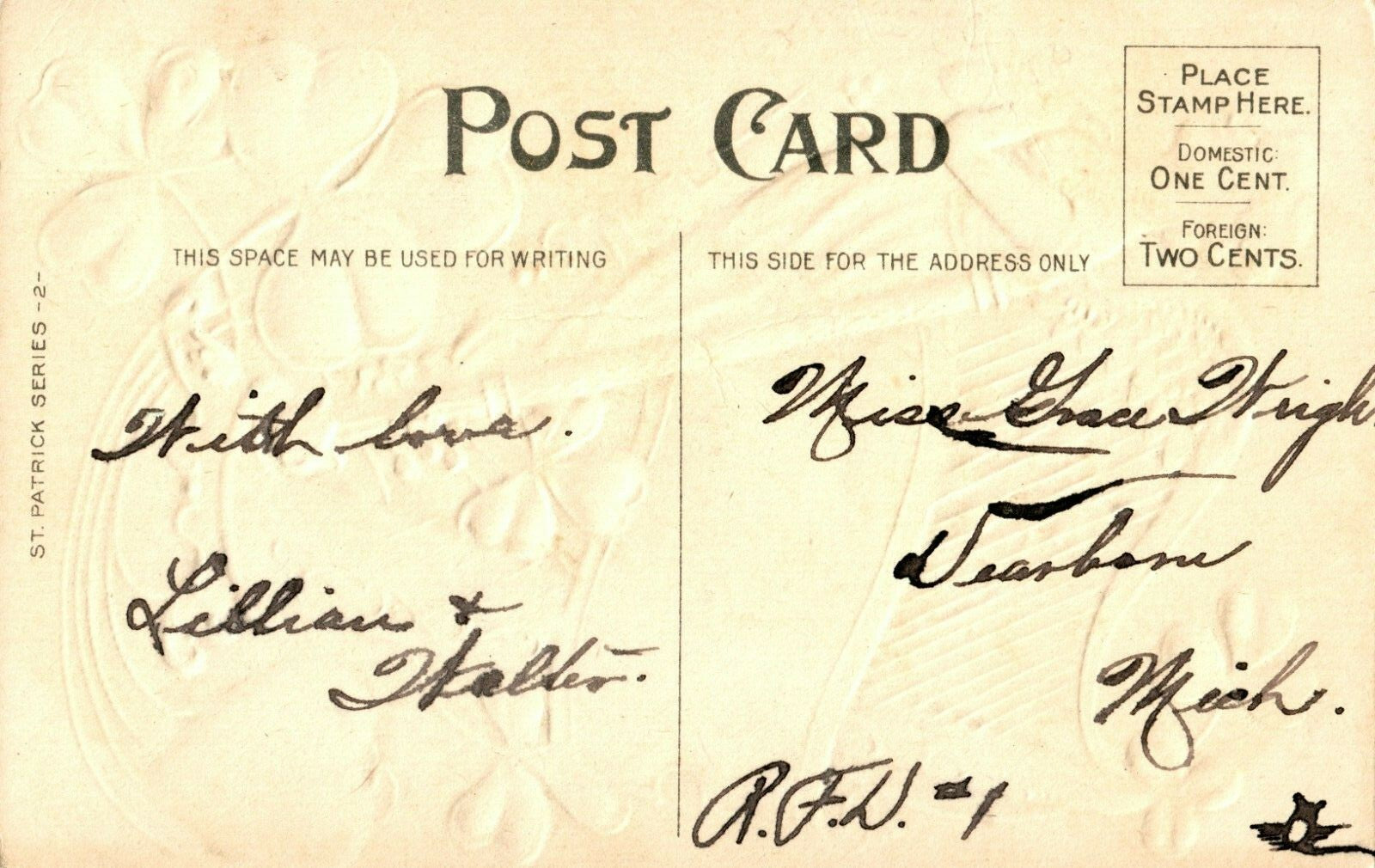 Dear Irish Memories St Patrick's Day Silver Harp Vintage Postcard Series 2