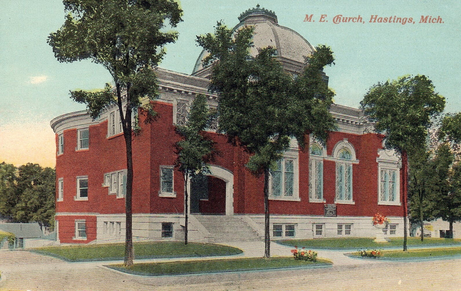 M.E. Church in Hastings Michigan MI Postcard
