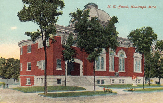 M.E. Church in Hastings Michigan MI Postcard