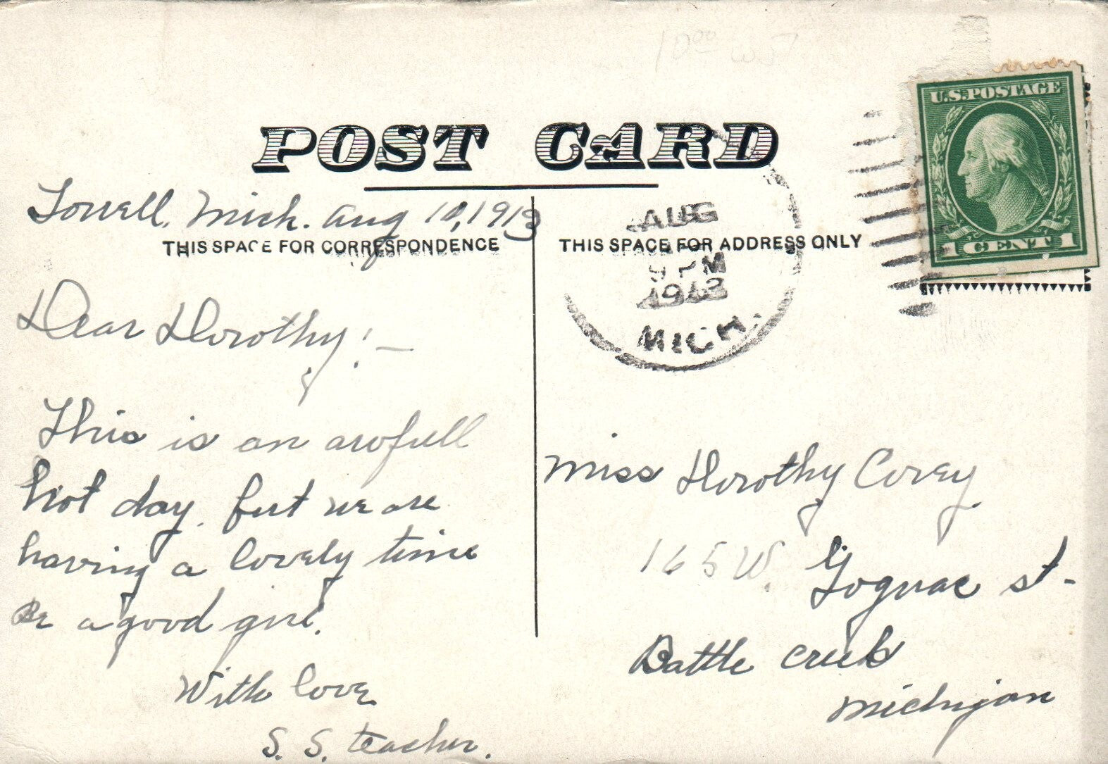 Front Entrance at City Hall in Lowell Michigan Mich MI Postcard