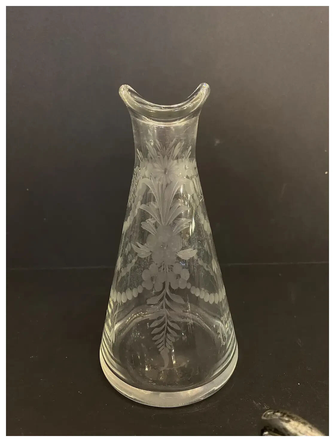 Sterling Silver Stopper 1920 Hawkes Cut Glass Engraved Oil Vinegar Bottle Cruet