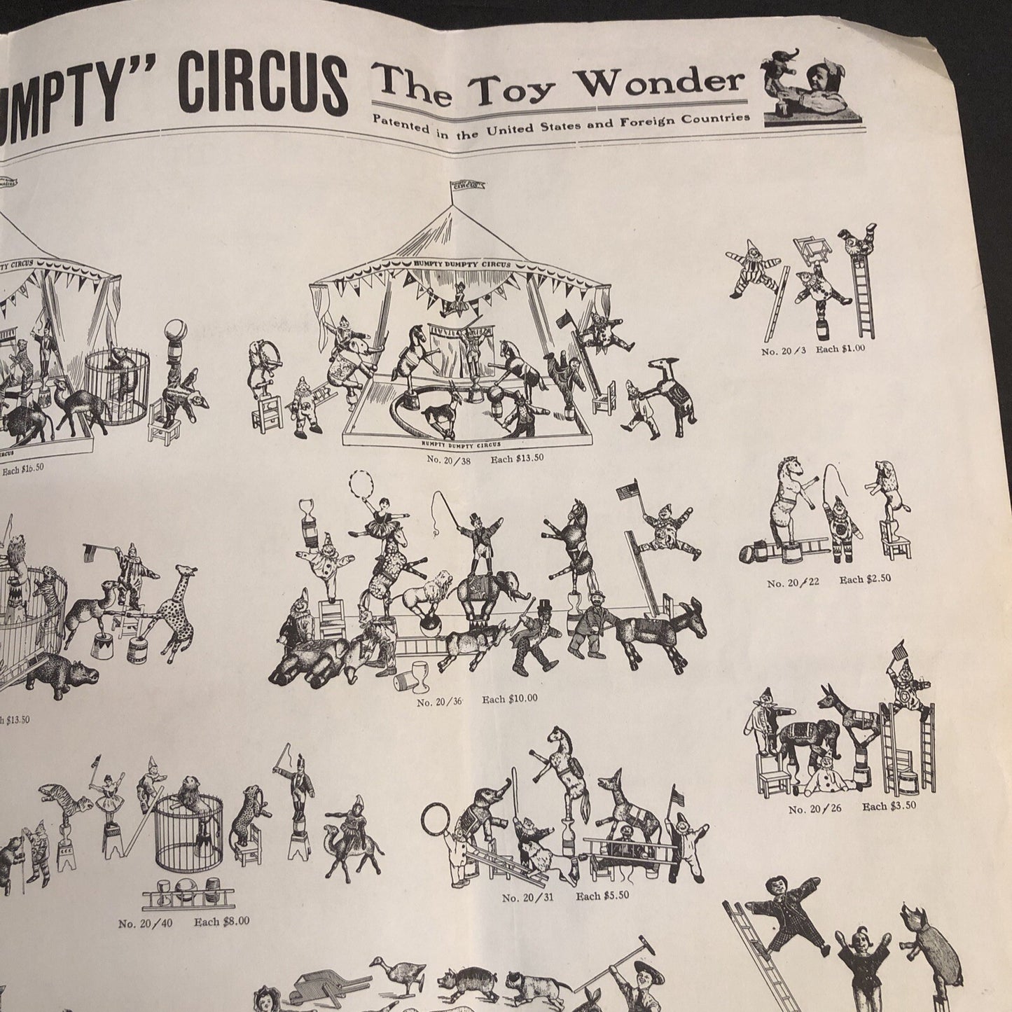 Schoenhut's "Humpty Dumpty" Circus Vintage 1975 Reprint FLYER/ ADVERTISEMENT