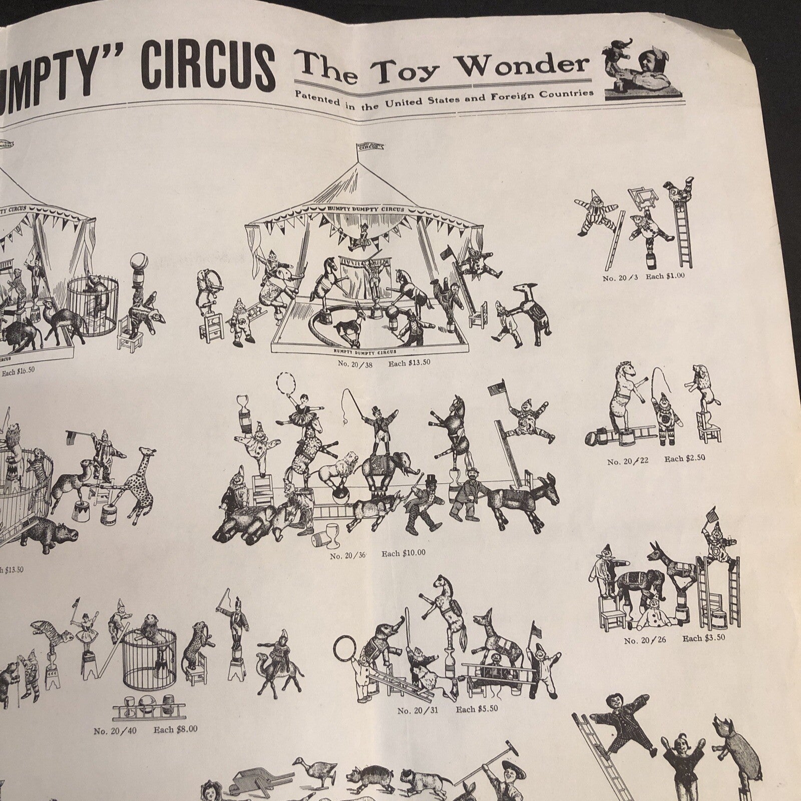 Schoenhut's "Humpty Dumpty" Circus Vintage 1975 Reprint FLYER/ ADVERTISEMENT