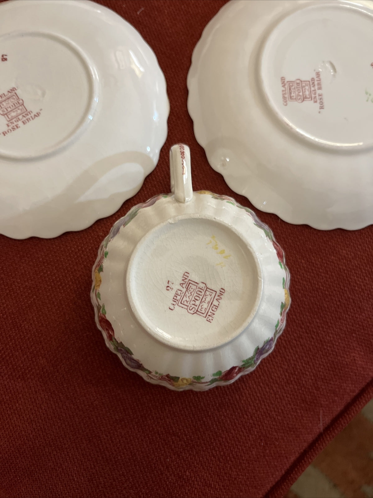 Copeland Spode Rose Briar set of  4 Cup & Saucer Sets   2 1/8"