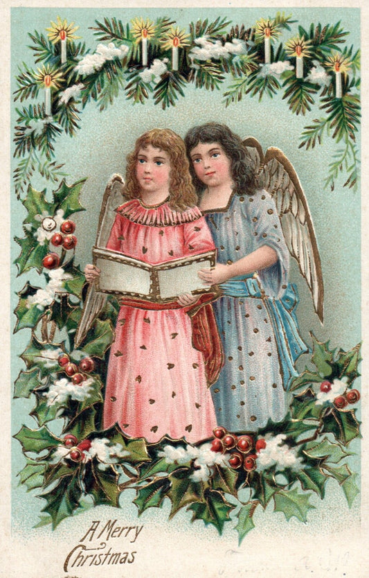 A Merry Christmas Angels Singing Together Angel Christmas Postcard