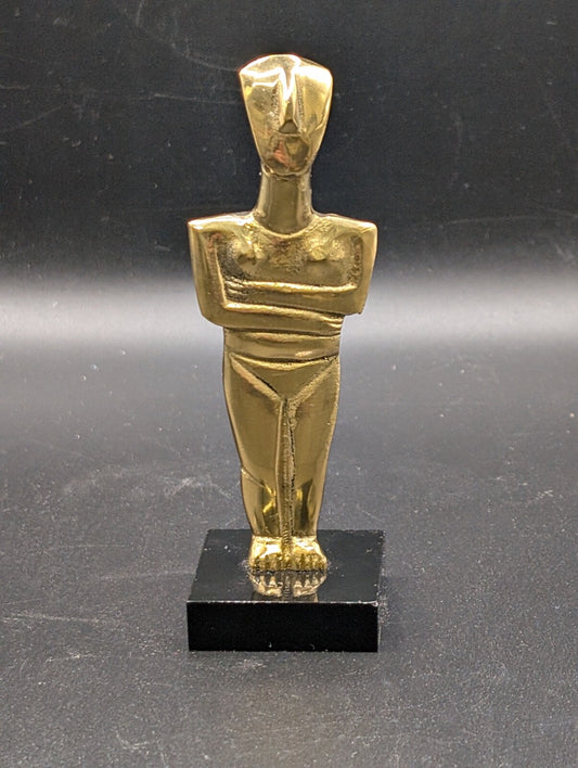 Vintage Brass Cycladic small statue abstract man woman art deco mid century