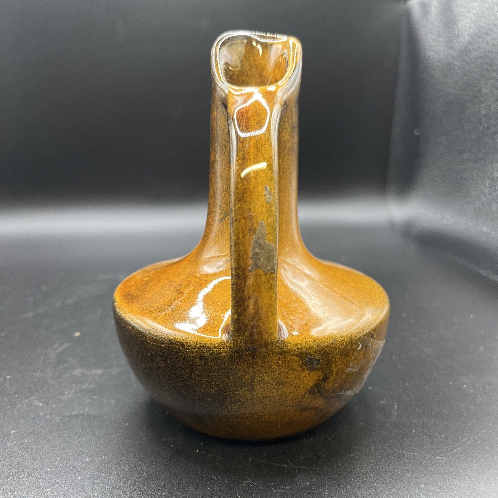 Vtg. Anna Van Briggle Brown Pottery Pitcher 6-1/2” 