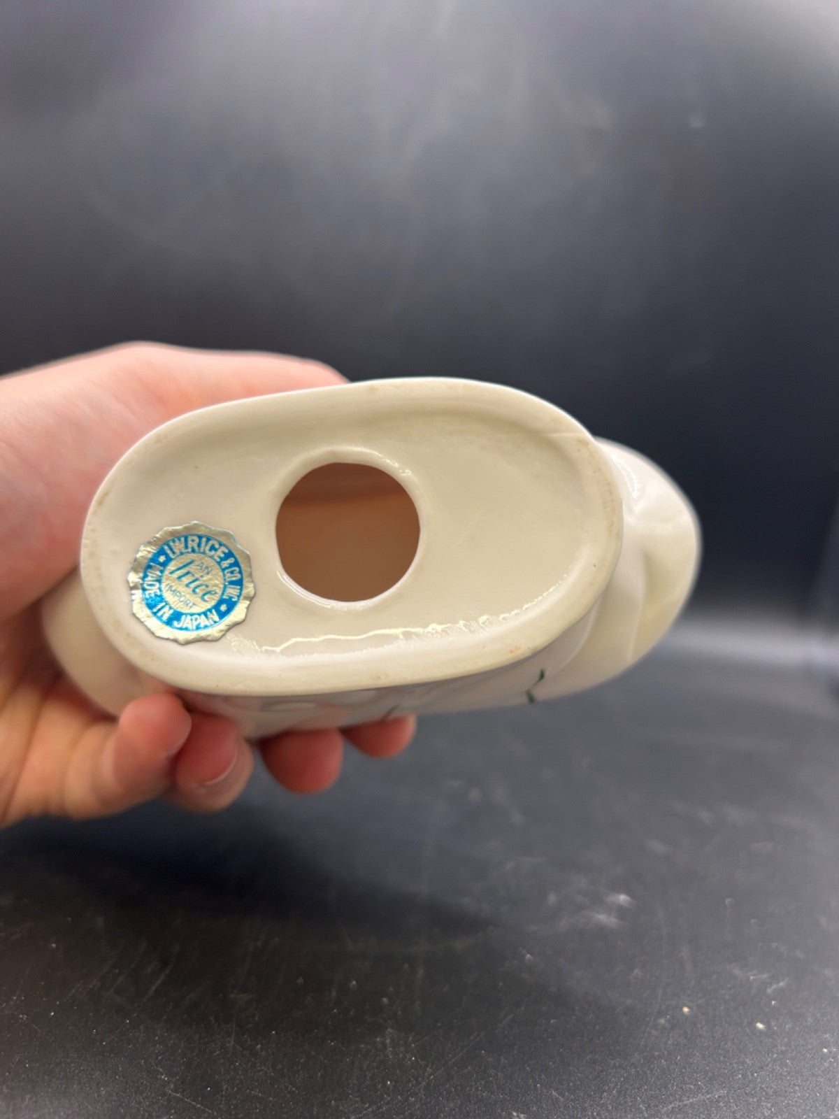 Vintage IW RICE Porcelain Lipstick Holder with Roses MCM Made in Japan