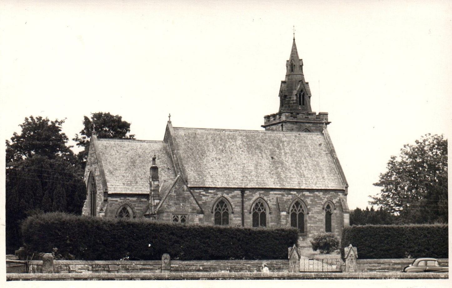 Real Photo Skirwith Church  from back side Cumberland England UK Old car