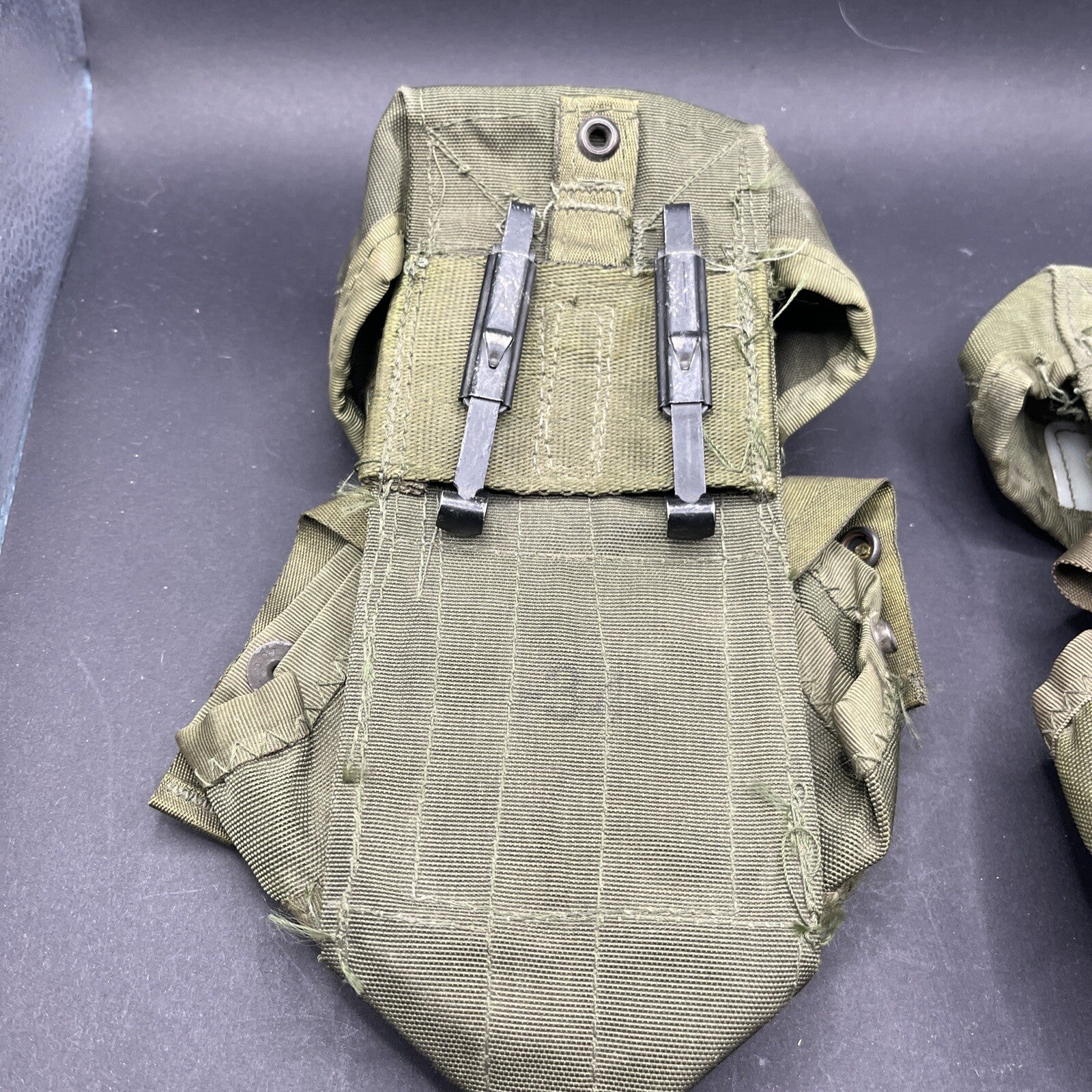 US Military Ammo Pouch Case Small Arms Canvas w/ Alice Clips Lot Of 2