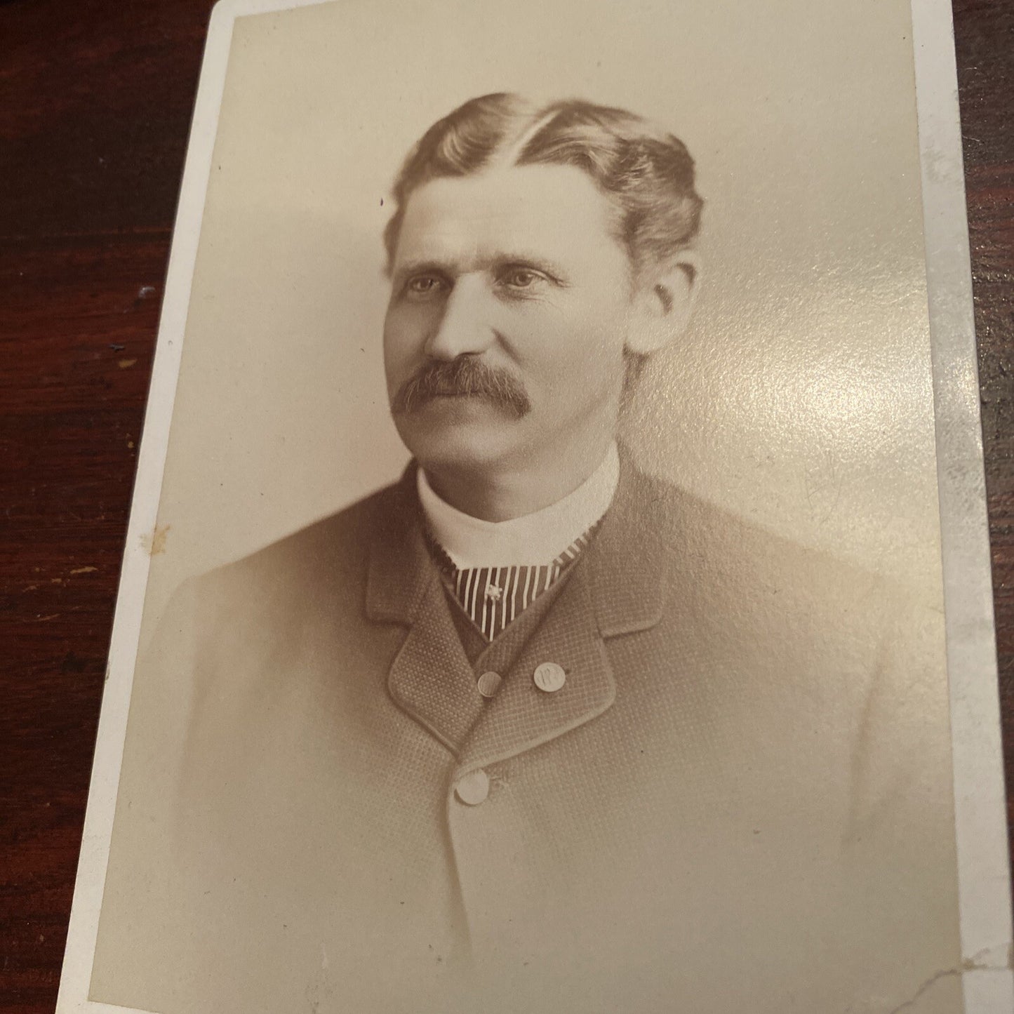 Victorian Real Photo Gentleman Mustache Cabinet Card A L Bowersox Dayton Ohio OH