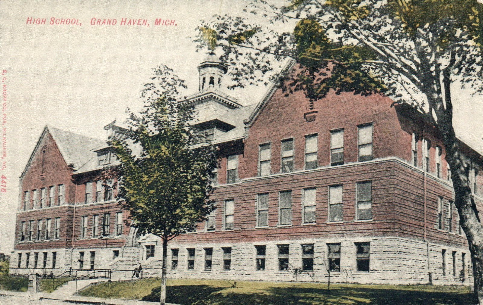 High School, Grand Haven Michigan Mich MI Postcard