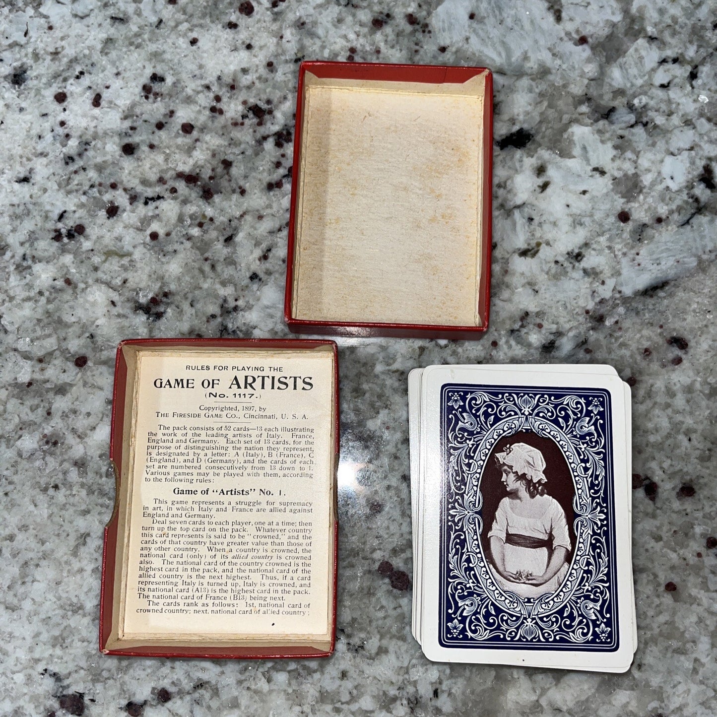 Game Of Artist The Fireside Game Co. 1897 Antique With Instructions #1117