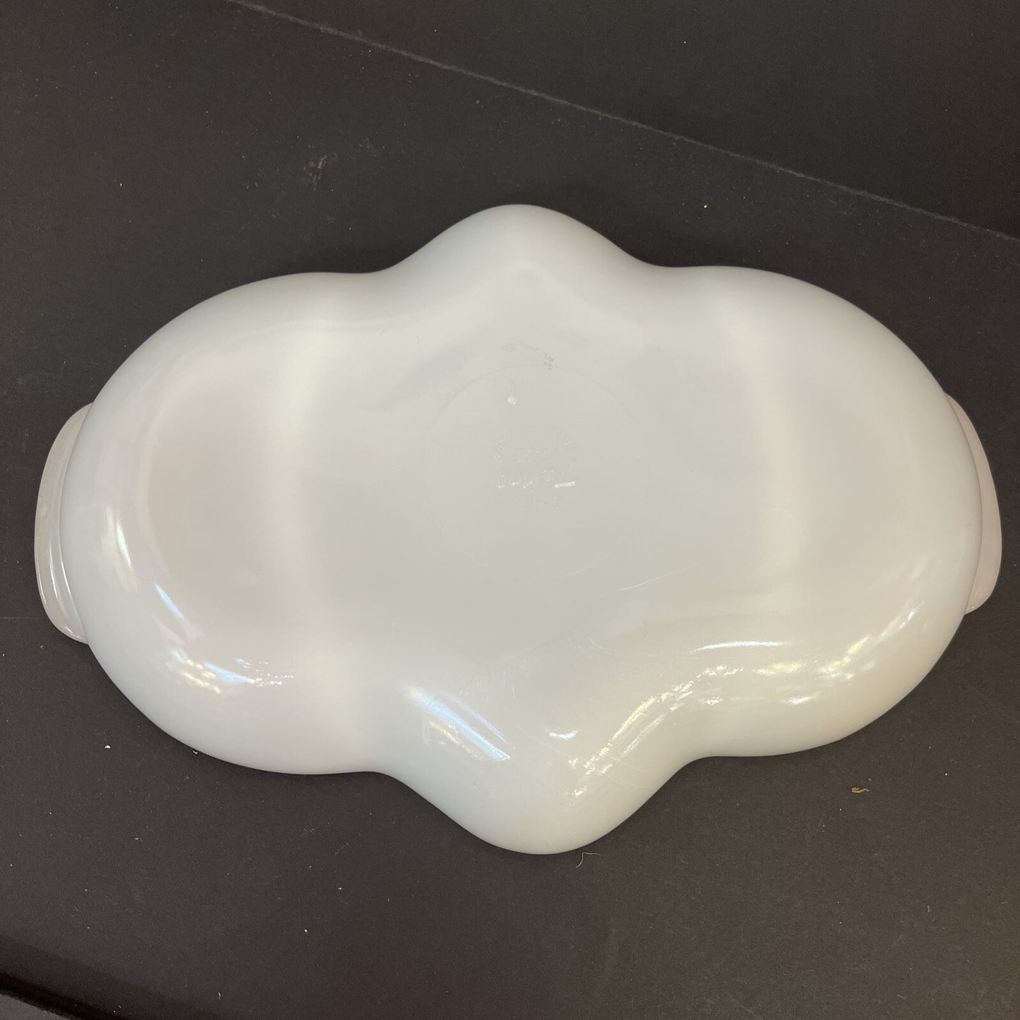 Vintage  Relish Tray Fire-King 3-Section - Milk Glass Divided Gold Bead Trim