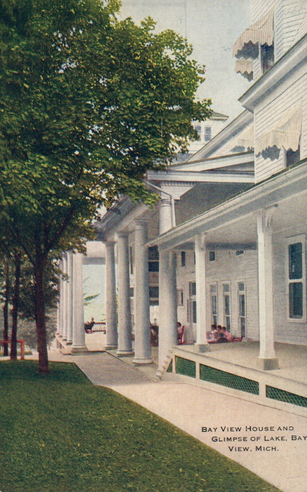 Bay View House and Glimpse of Lake, Bay View Michigan Mich MI Postcard