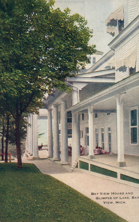 Bay View House and Glimpse of Lake, Bay View Michigan Mich MI Postcard