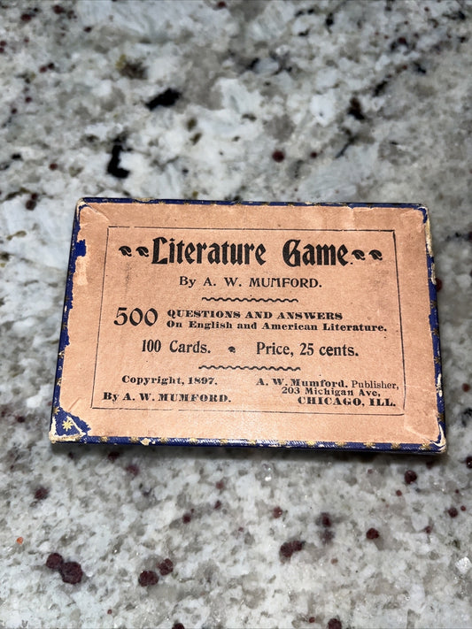1897 Game of Literature Game, 500 Questions. By A W Mumford.