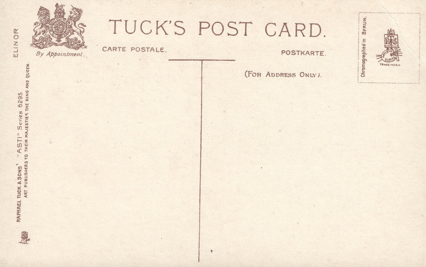 Raphael Tuck  ASTI Series 6295 Artist Signed A Asti Elinor Red