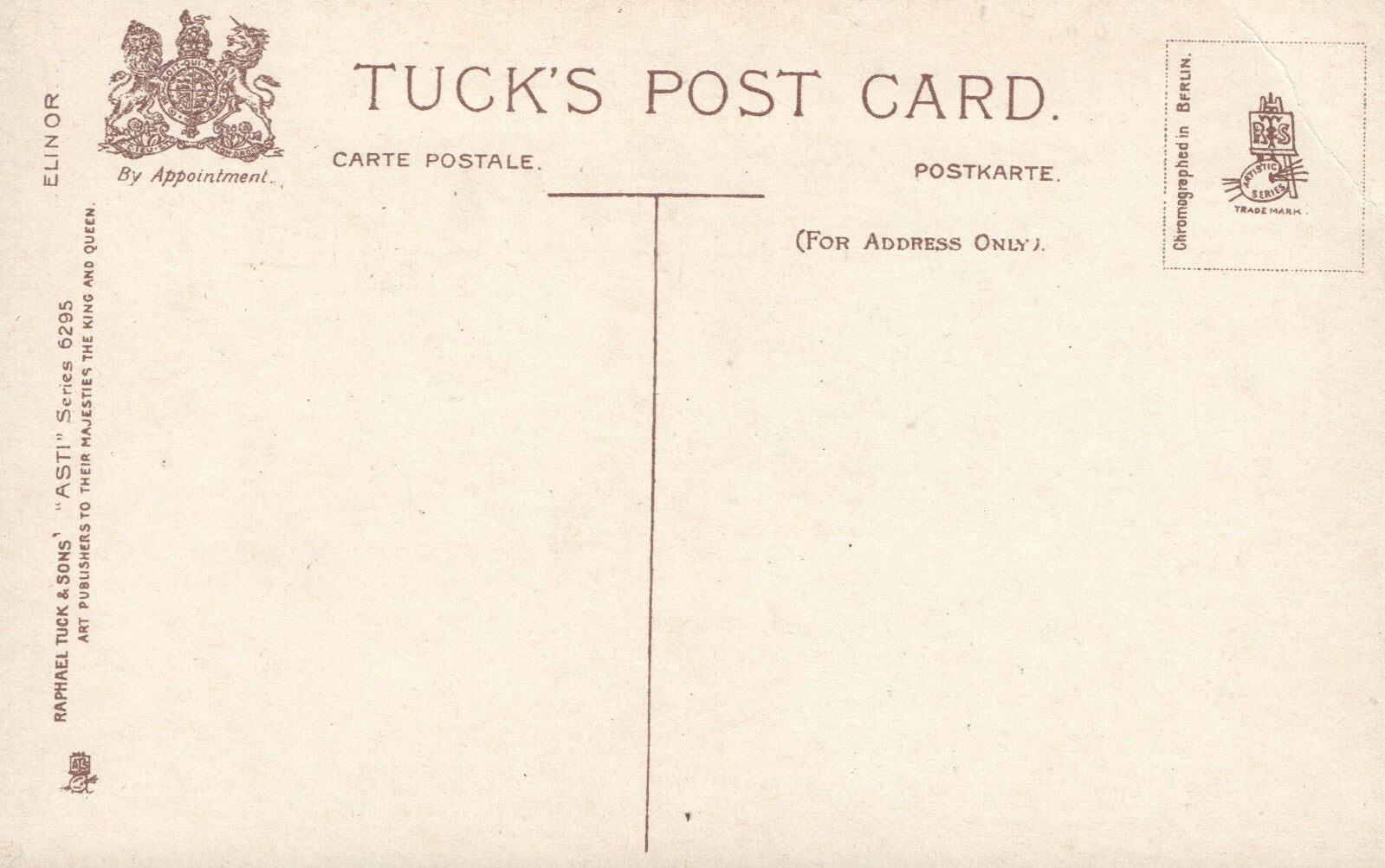 Raphael Tuck  ASTI Series 6295 Artist Signed A Asti Elinor Red