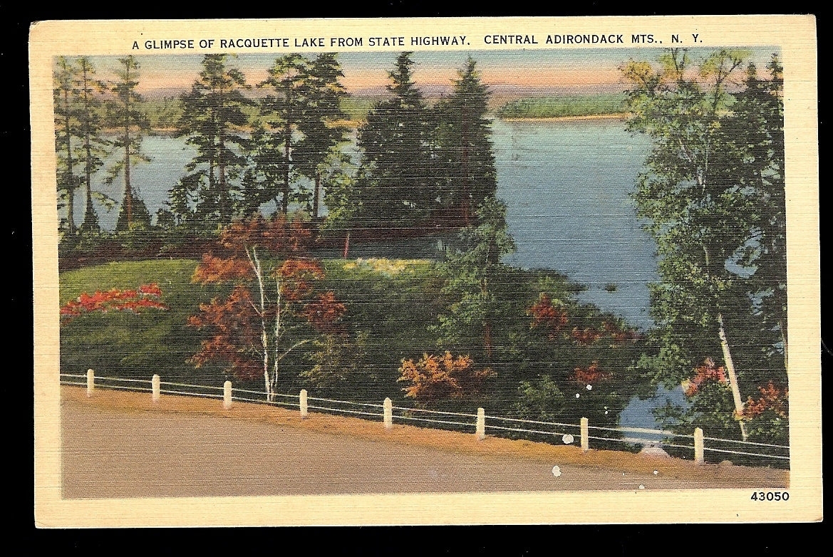 A Glimpse of Racquette Lake from State Highway Central Adirondack Mt New York NY