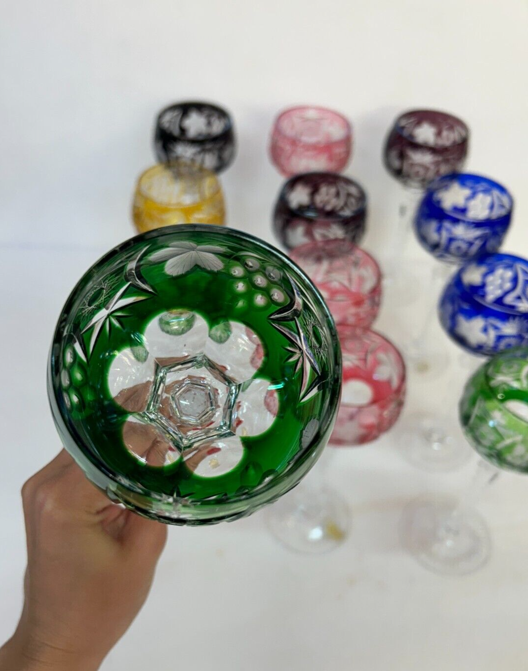 12 NACHTMANN TRAUBE Crystal 8.25 Cut To Clear WINE GOBLET Bohemian Marsala