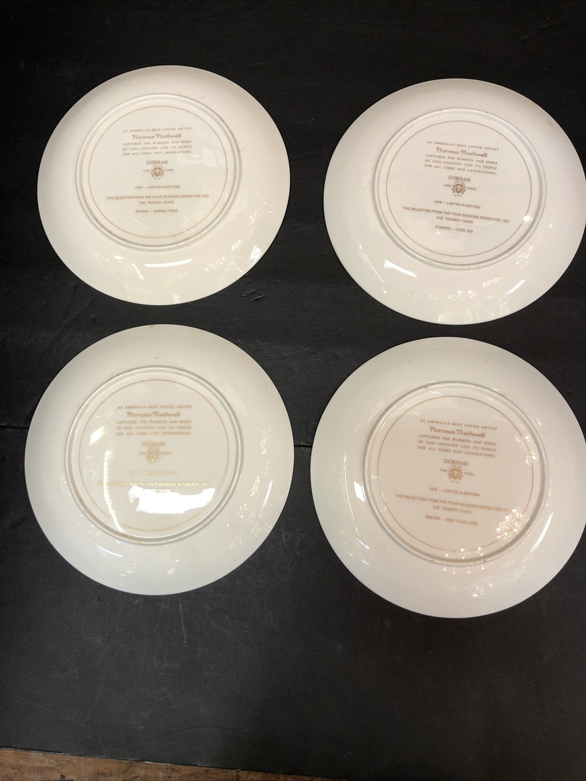  1978 Gorham Norman Rockwell Four Seasons Collector Plates Limited Edition Boxed