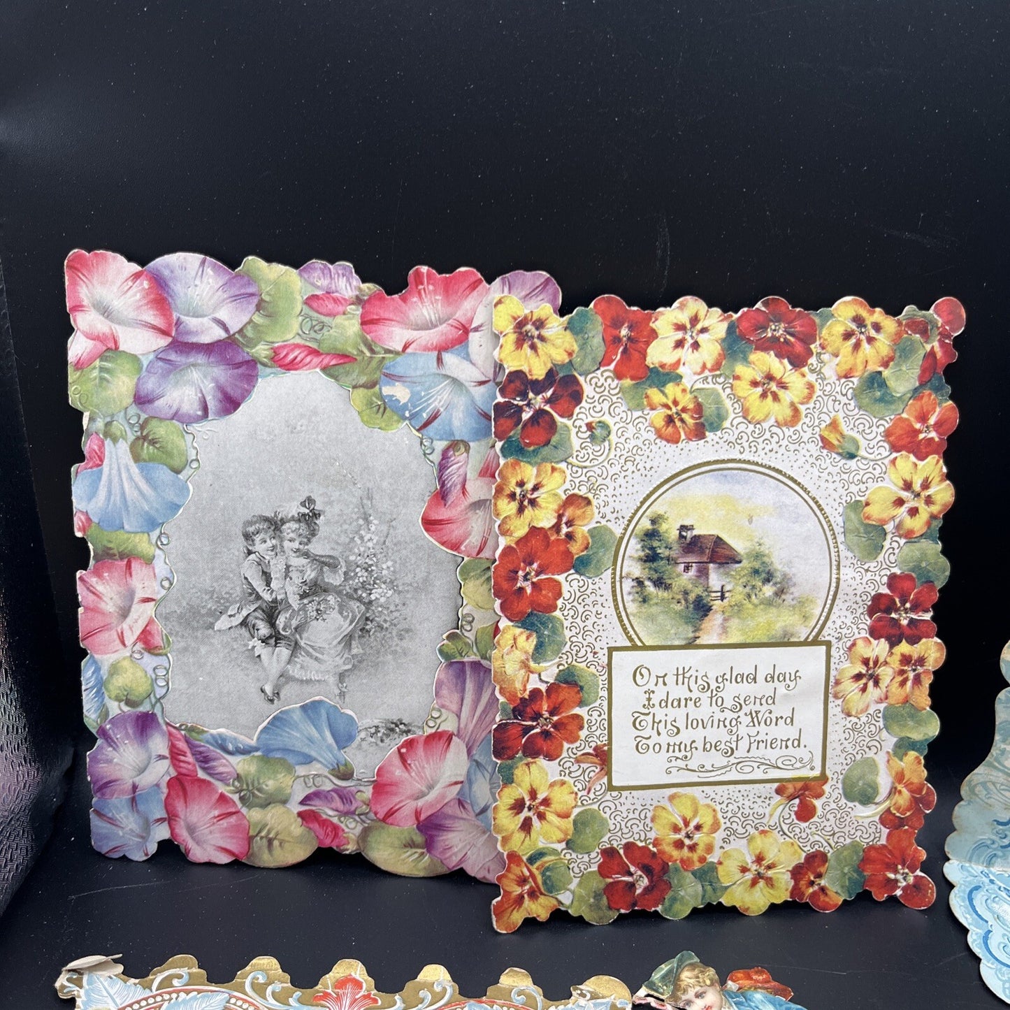 LOT OF 5 VINTAGE LG VALENTINE & 10 SMALL CARDS.