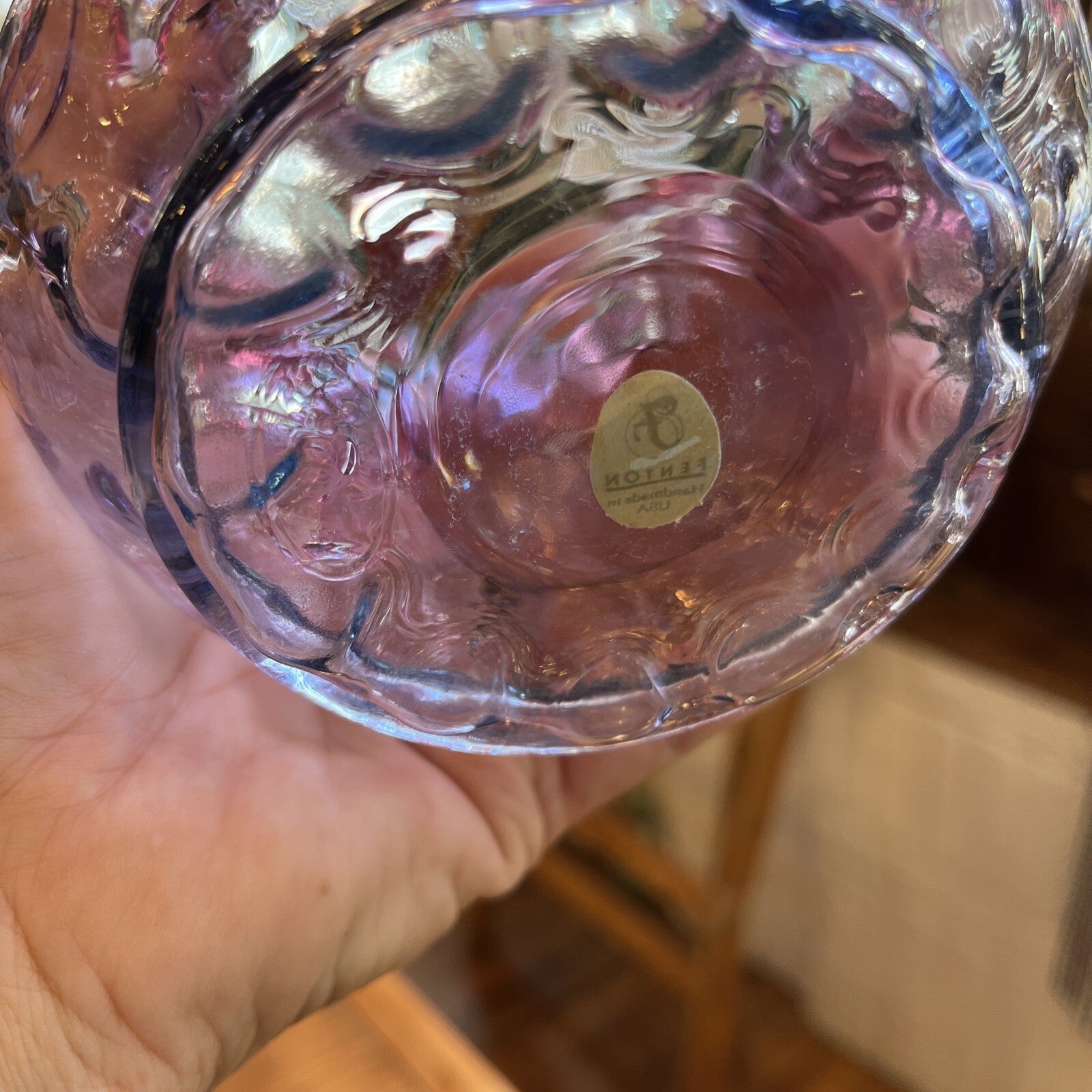 Fenton Mulberry Basket Cranberry To Purple To Blue 8 In High