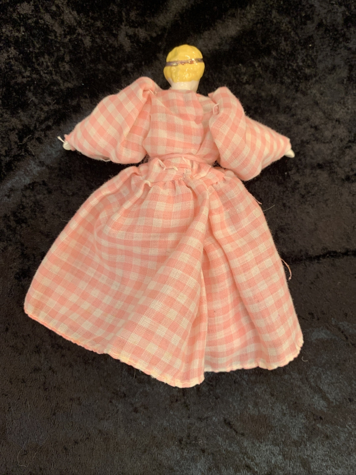 Vintage SULK Dolls Man with Oversized Suit Woman  Pink Plaid Dress Tiny Head
