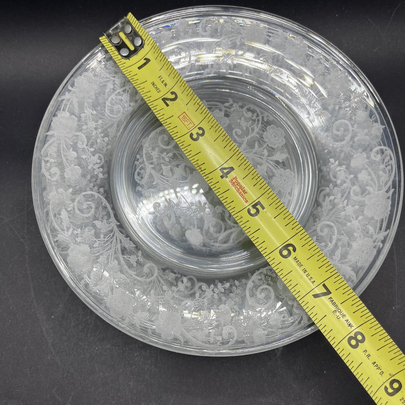 Vintage Fostoria Etched Buttercup Pattern c1942 Set of 8 Salad Plates 7 1/2" w