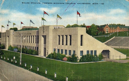 Waldo Stadium at Western Michigan College in Kalamazoo MI Michigan Postcard