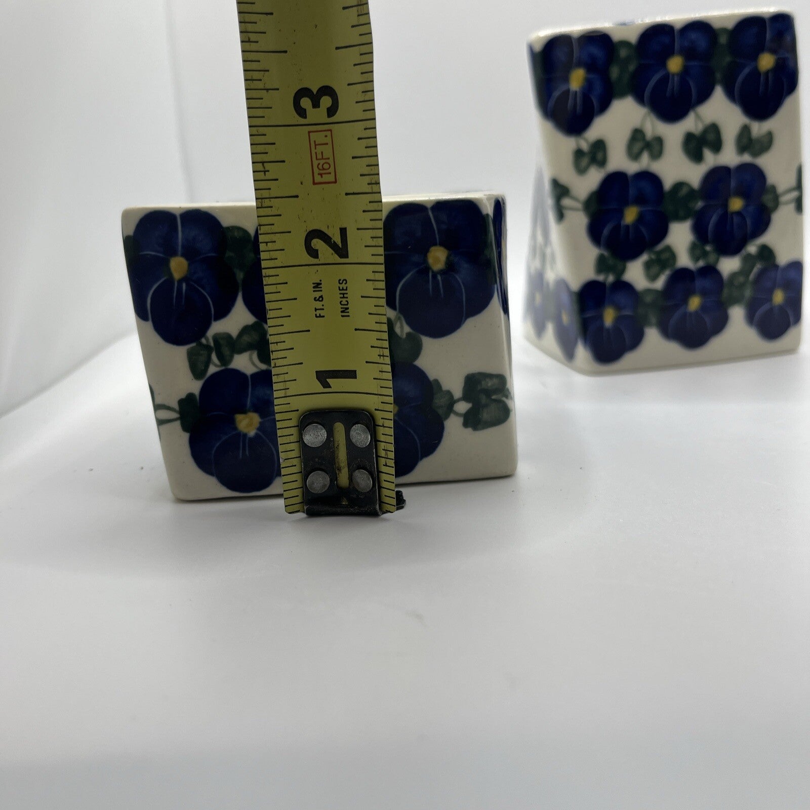 Polish Pottery Candle Holders Wild Blueberry Artistic Ceramics Set Of 3