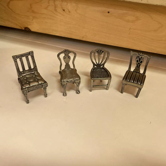 Dollhouse Doll Furniture  Chairs pewter (4)