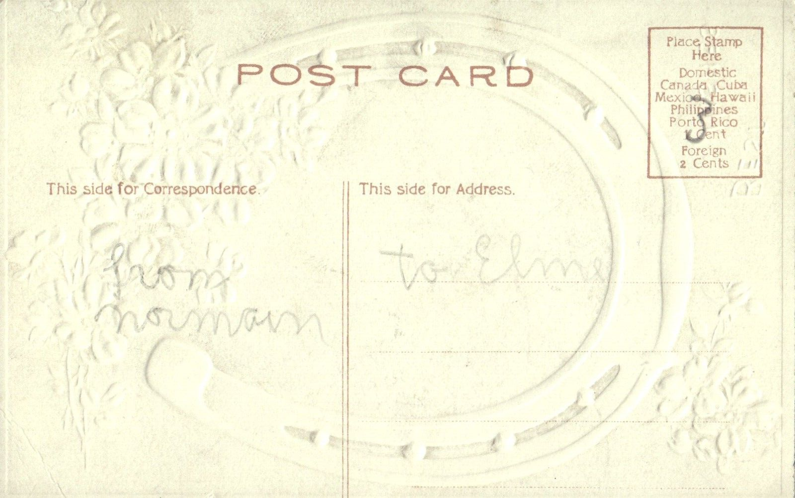 P. Sanders Equestrian Horseshoe and Horse Floral Flower Postcard