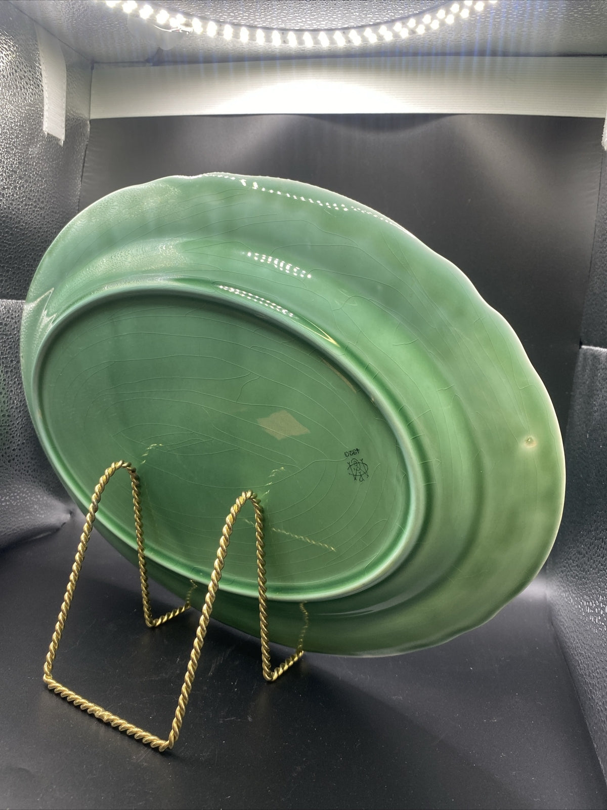 13.5 Oval Platter Vintage Mount Clemens Petal LIGHT Green 1930's Petalware