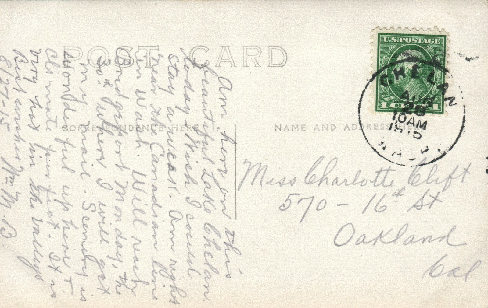 1915 Real Photo Lake Chelan Washington WA Postcard Near Canadian line 